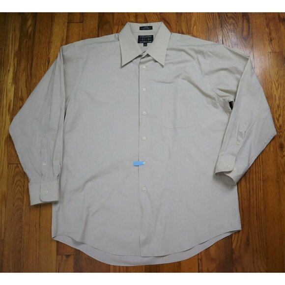 COLOURS ALEXANDER JULIAN MEN'S BEIGE LONG SLEEVE DRESS SHIRT - L 16-16.5 X 32/33 - Picture 1 of 6